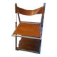 2 Chromed metal and leather folding chairs. 70s. Fontoni & Geraci