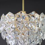 Chandelier in gilded brass and crystal glass by Kinkeldey, Germany, 1970s.
