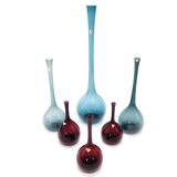 Set de 6 vases tulipe en verre soufflé par Arthur Percy, Gullaskruf, Suède
