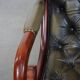 Green English-Style Cowhide Leather Chesterfield Armchair with Wood