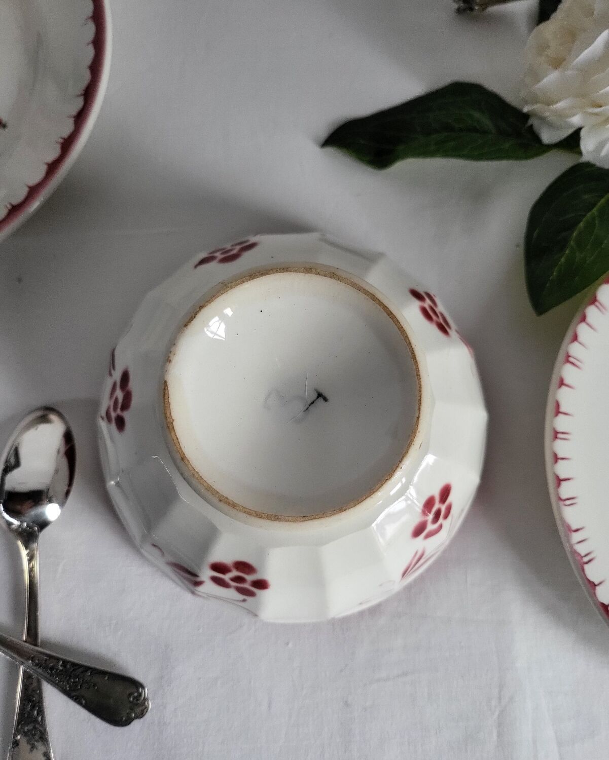 Antique faceted earthenware bowl, Digoin Badonviller