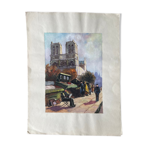 Gouache ancienne sur - paris