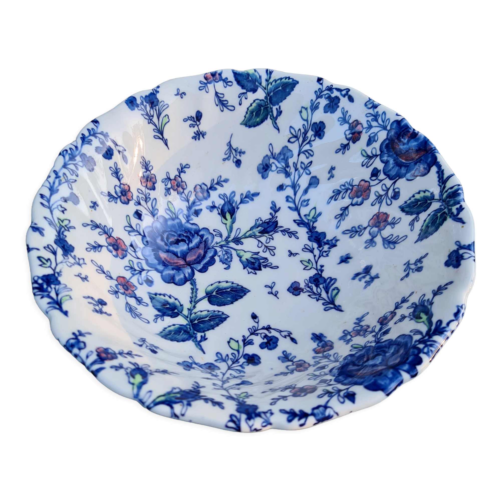 English salad bowl Johnson Brothers model Rose Chintz blue