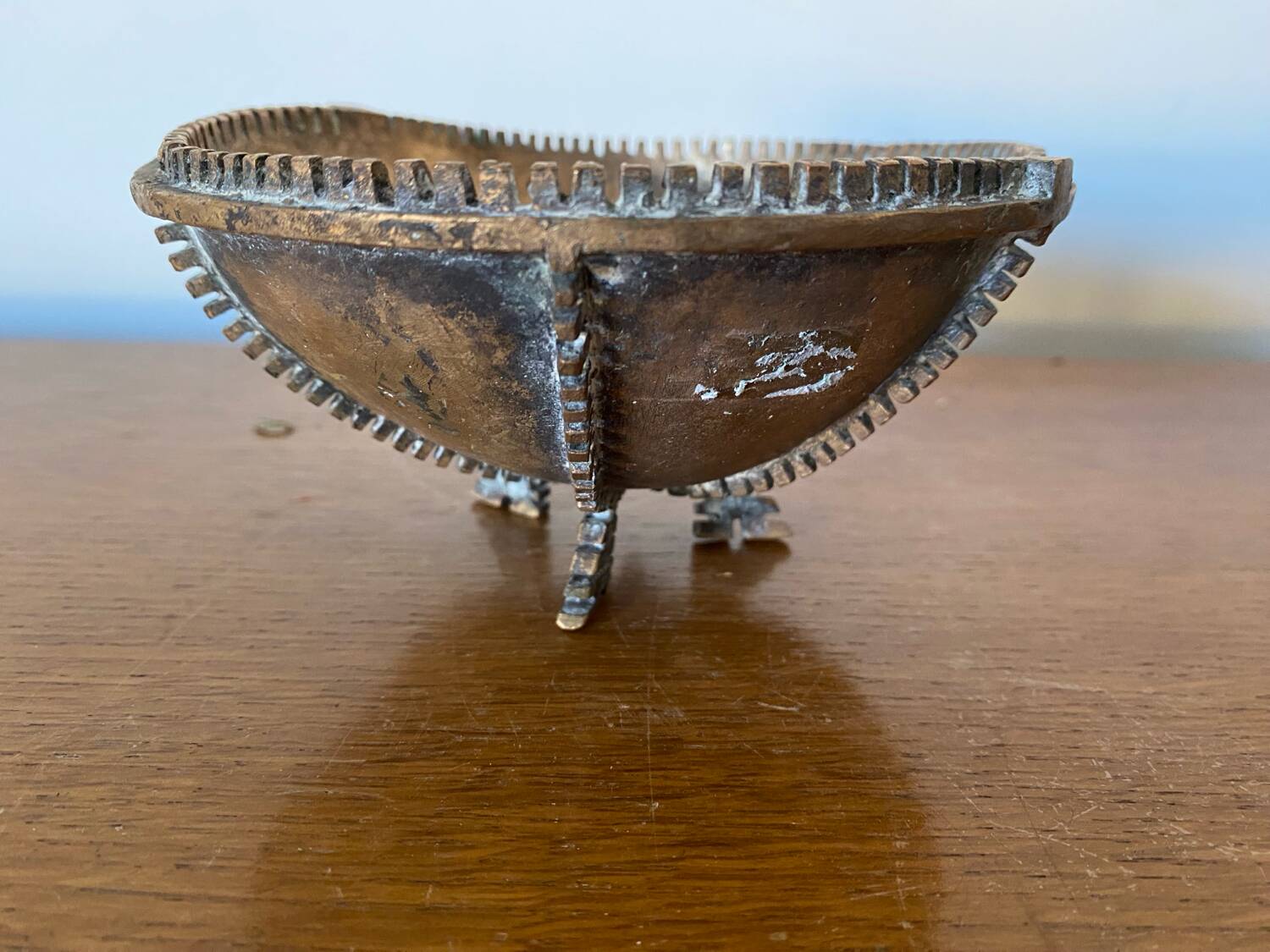 Antique Gilt Bronze Tripod Cup Tray Vintage Decoration #C283