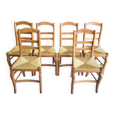 SET OF 6 DINING ROOM OR KITCHEN CHAIRS IN RESTAURANT STYLE IN WALNUT