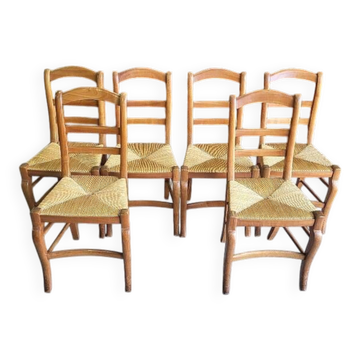 SET OF 6 DINING ROOM OR KITCHEN CHAIRS IN RESTAURANT STYLE IN WALNUT