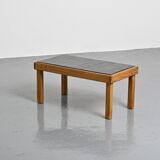 Slate and elm coffee table, Maison Regain, 1980