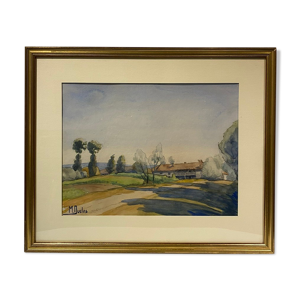 Tableau ancien, paysage, signé