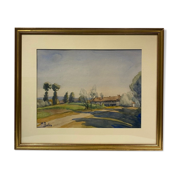 Old painting, landscape, signed M Duclos XX century