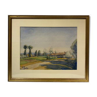 Old painting, landscape, signed M Duclos XX century