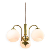 Lustre Mid-Century en Laiton et Opaline, Italie
