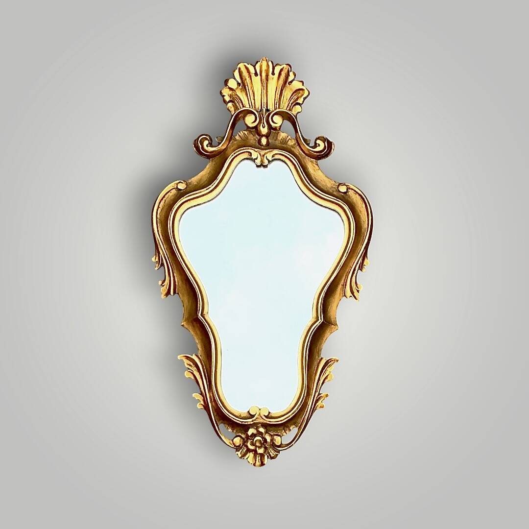 Golden Baroque Resin Wall Mirror – Rococo Style