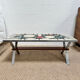 Vintage coffee table from the 60s and 70s in ceramic, chrome metal, and wood.