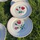 8 vintage flat plates decorated with stylized roses