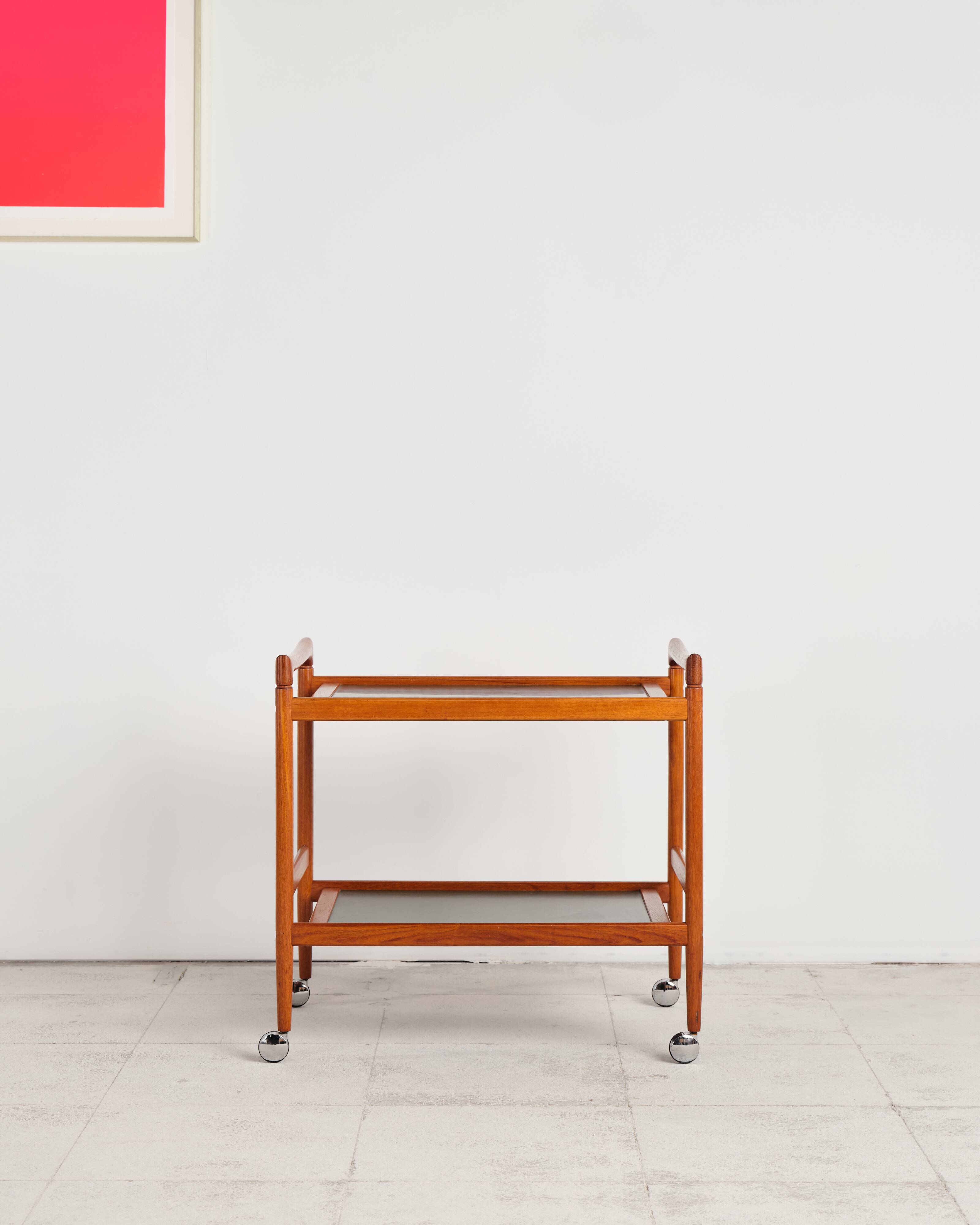 Dessert or bar cart, Dyrlund, mid-20th century design in teak.