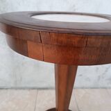 Art Nouveau period side table in walnut and marble