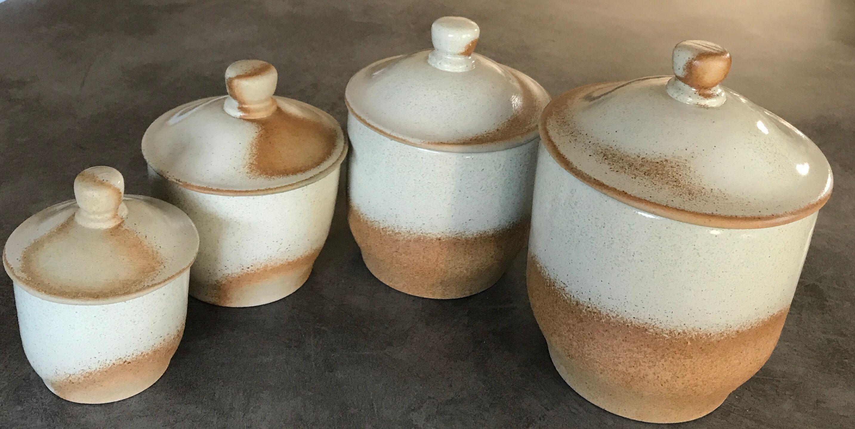Lot de 4 pots à épices en grès cérame de france beige
