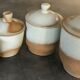 Lot de 4 pots à épices en grès cérame de france beige