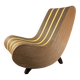 Curvy wavy pencil reed rattan bamboo low lounge chair, 1970s