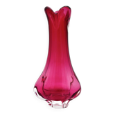 Organic Art Vase Josef Hospodka - Sommerso Fuchsia - Blown Glass