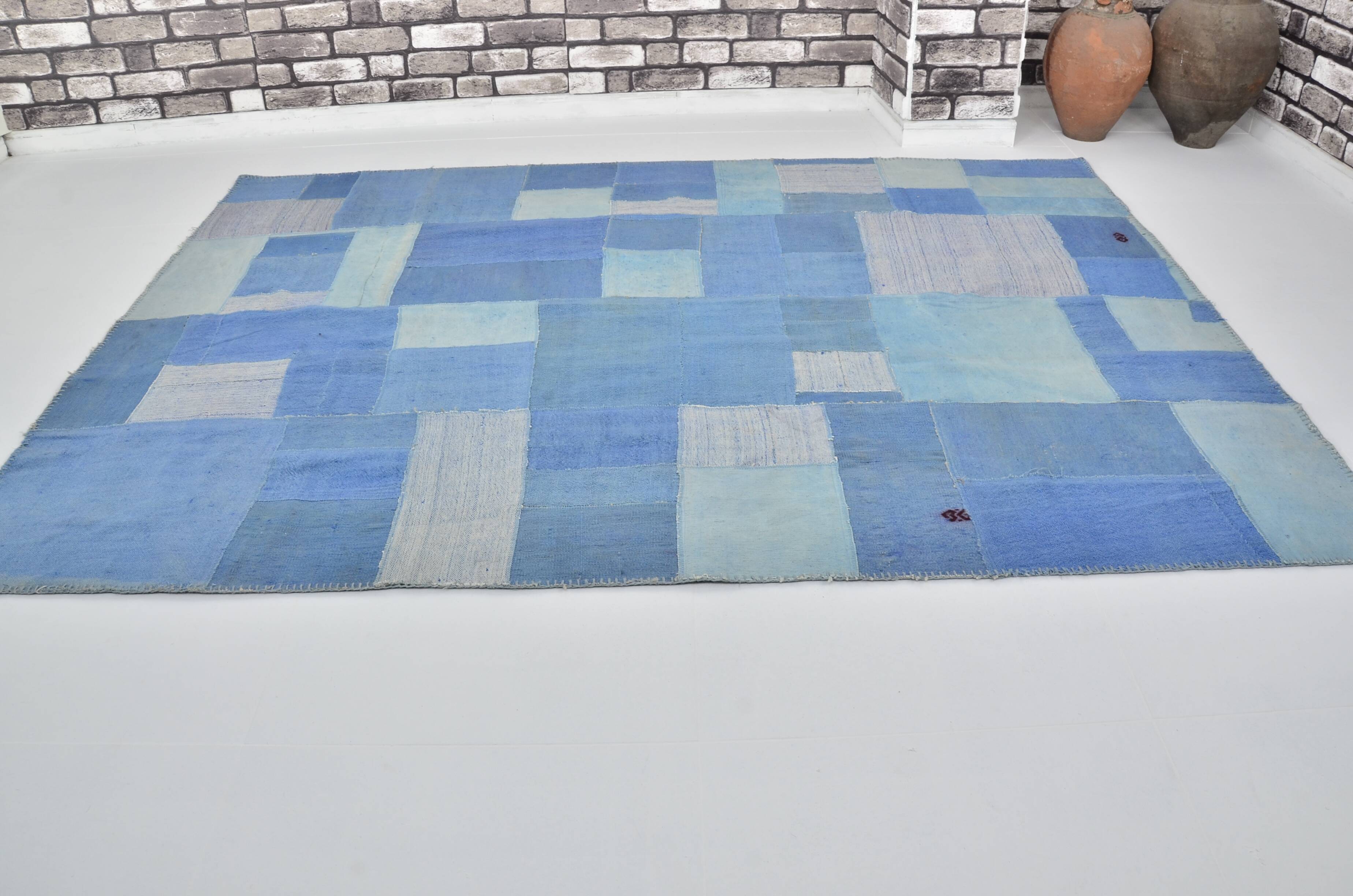 Blue Vintage Turkish Antique Kilim Rug sku 3025