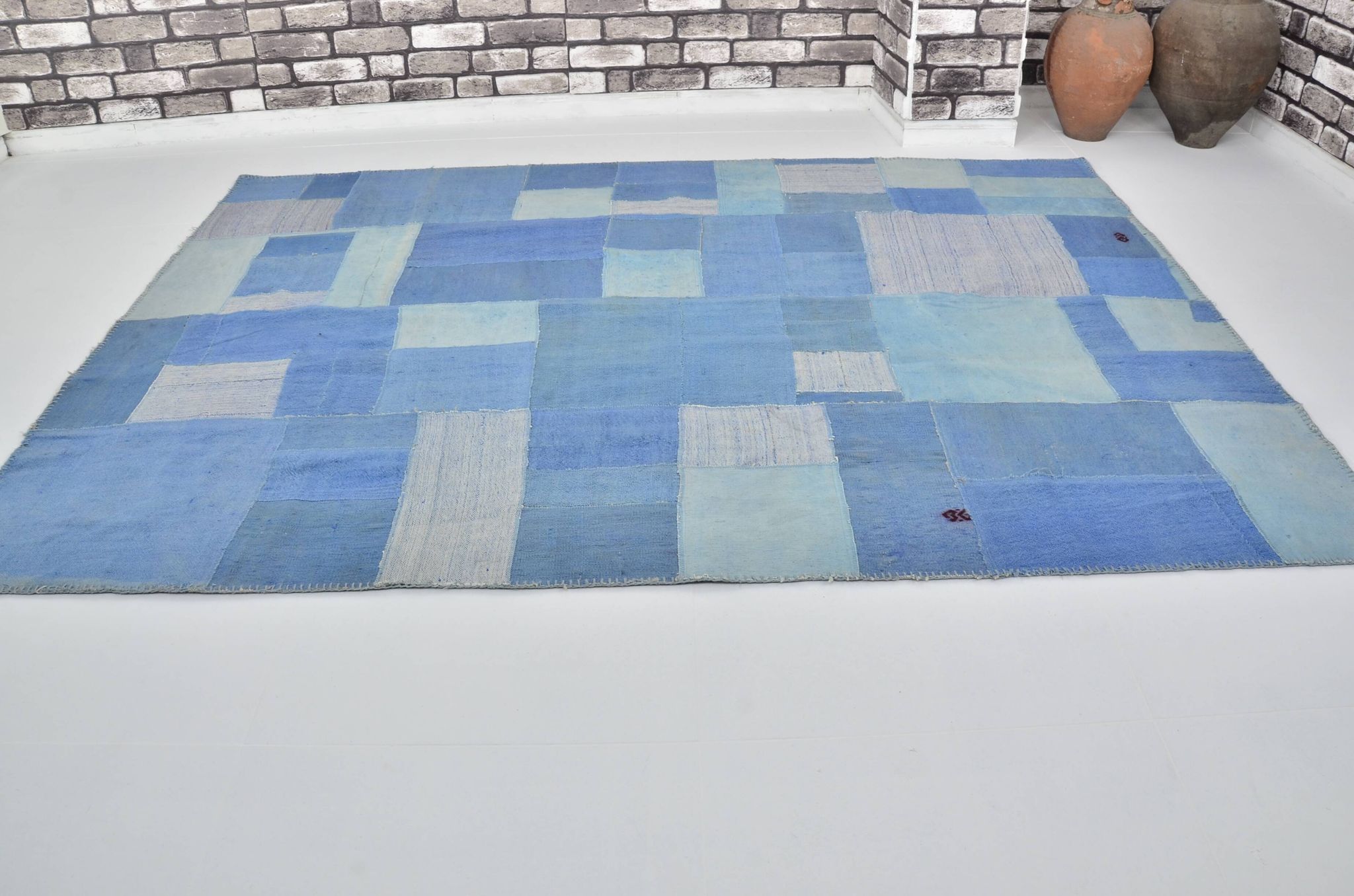 Blue Vintage Turkish Antique Kilim Rug sku 3025