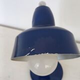 Flexible bedside lamp in blue lacquered sheet metal and stainless steel, 70s.