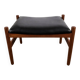 Teak and leather ottoman stool by Hugo Frandsen for Spøttrup Møbler, Denmark, 1960.