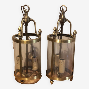 Pendant light small round lantern brass glass
