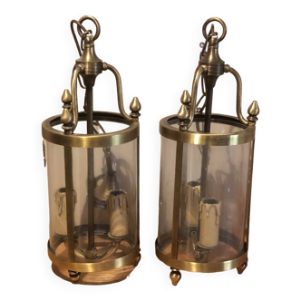 Pendant light small round lantern brass glass