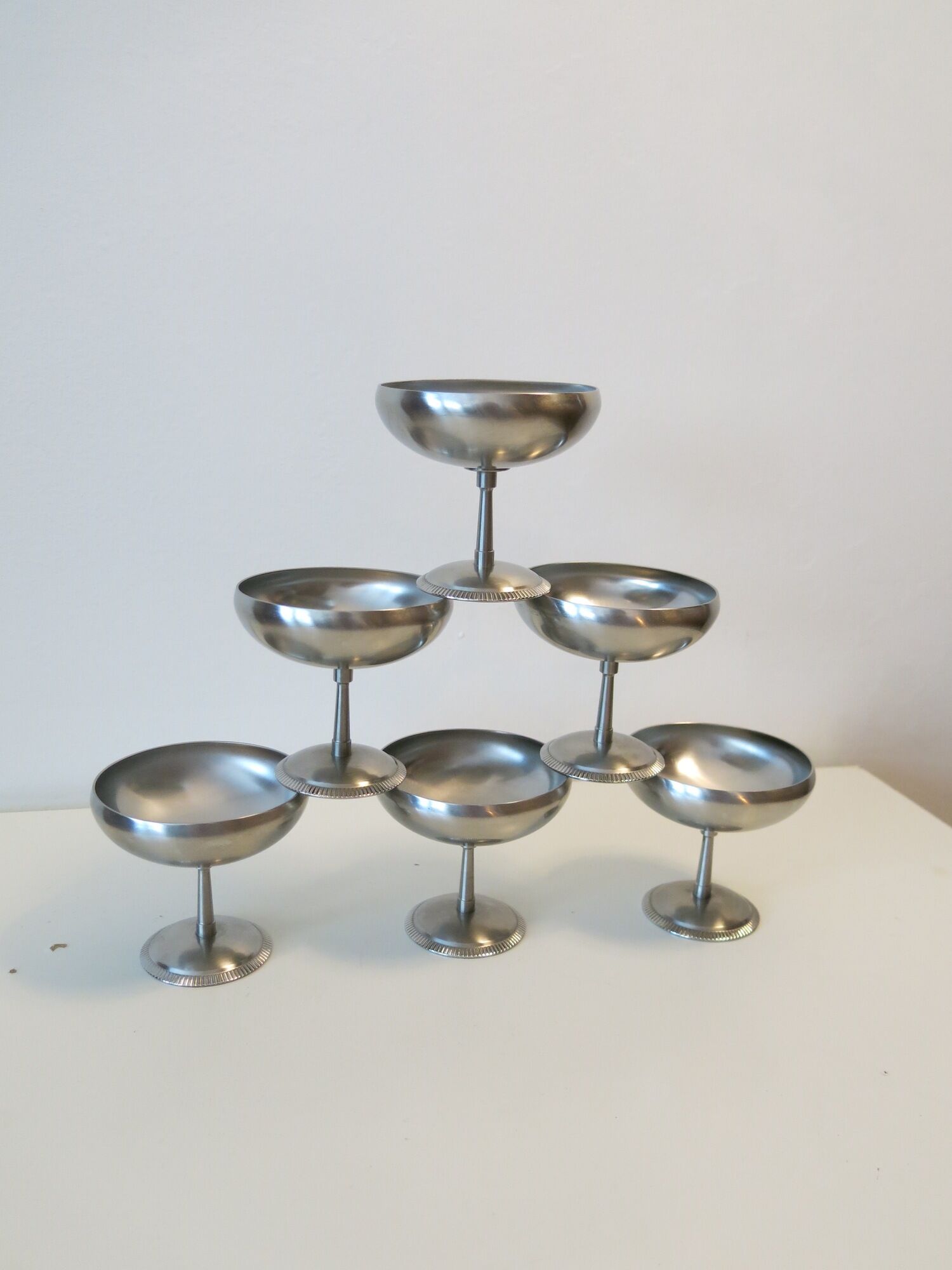 Set of six stainless steel ice cups from Letang-Rémy