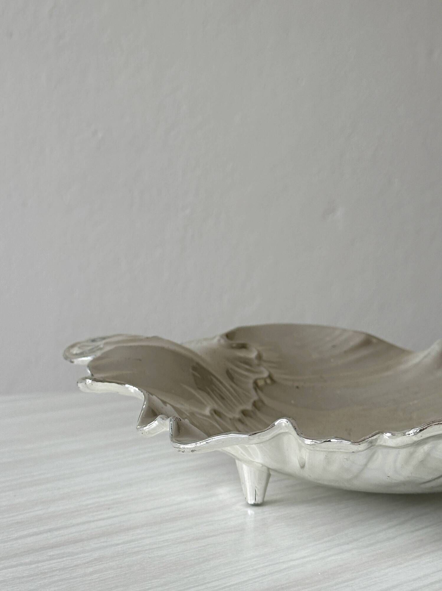 Vintage silver-white metal catchall tray