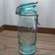 Old jar La Lorraine and The ideal in thick glass light green and dark green