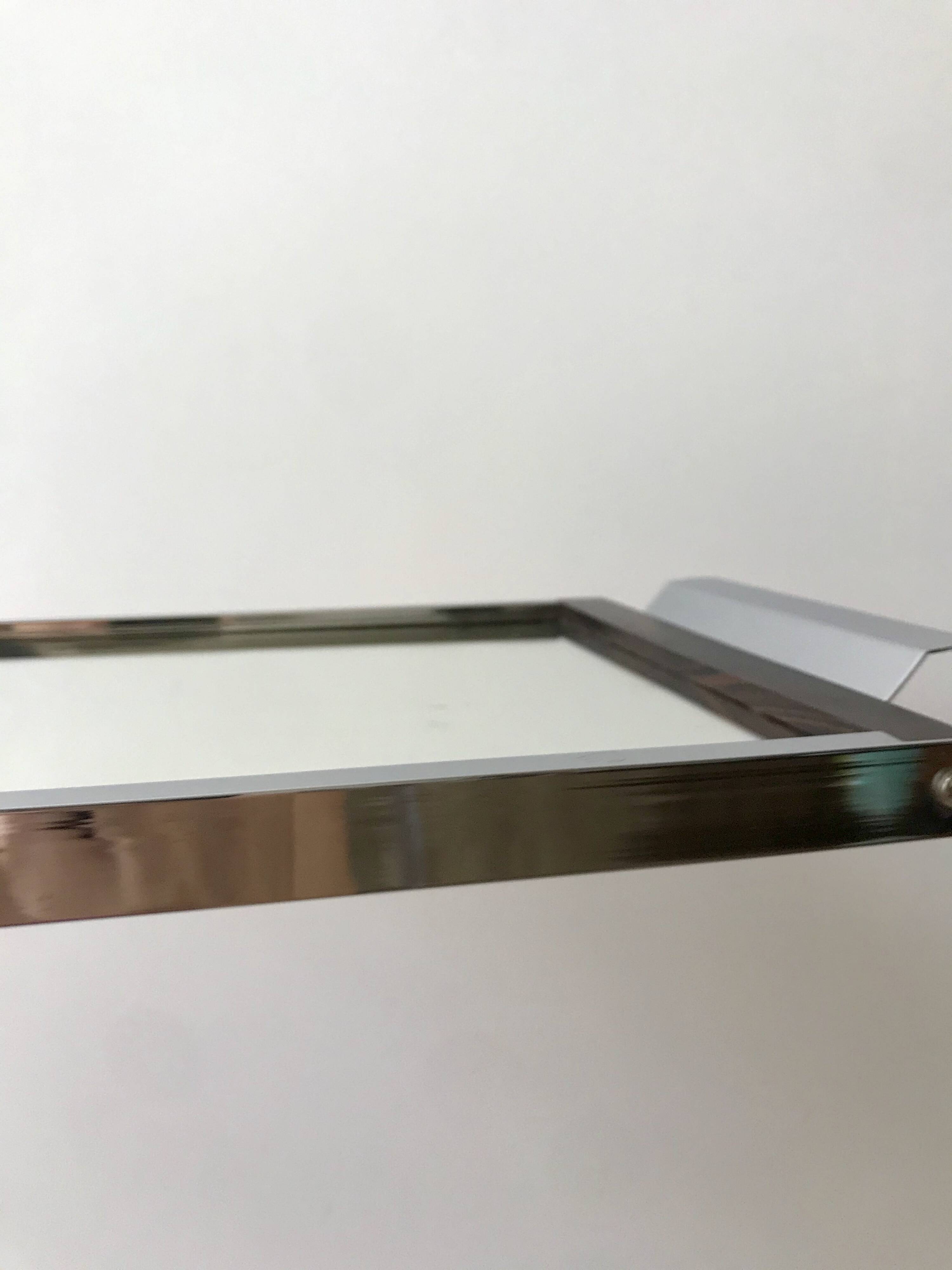 mirrored tray in chrome and wood 60s