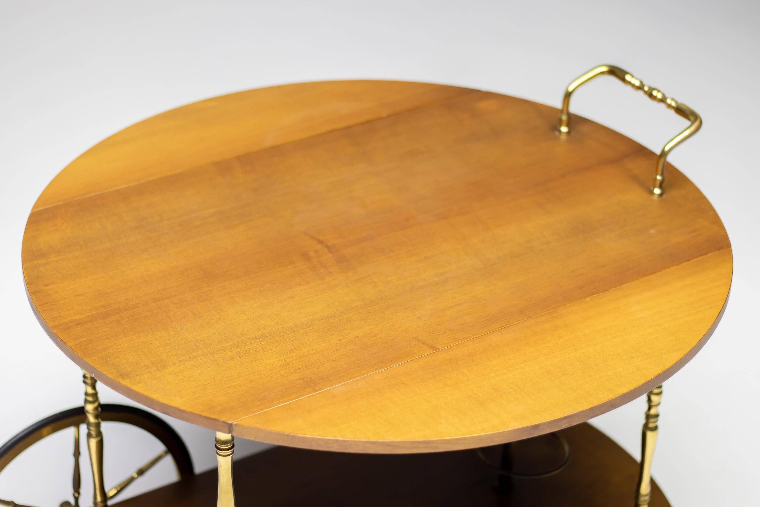 Brass and walnut bar cart by Cesare Lacca