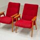 Pair of red armchairs by Jaroslav Smidek for Ton (Thonet) 60s