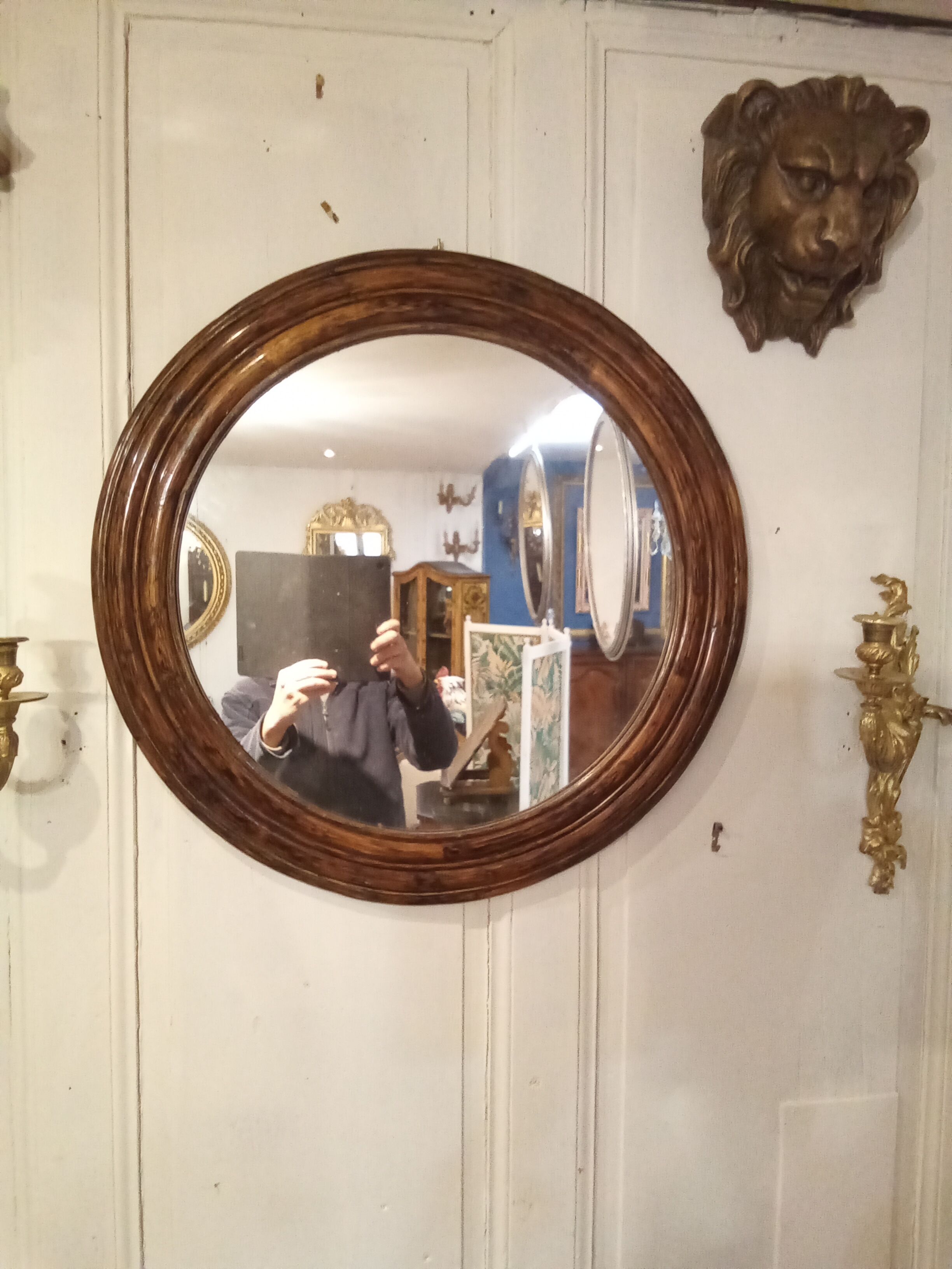 Rattan round mirror 65cm