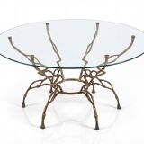 Zigzag Bronze Faux Bamboo Hollywood Regency Coffee Table, 1960s