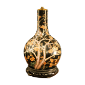 Lamp base with cherry blossom design in Japanese porcelain, 1950s.