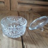 Sucrier en verre moulé ancien vintage dp0421004