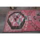 1970s Vintage Turkish Oushak Handmade Wool Cotton Pink Runner Rug 81x315