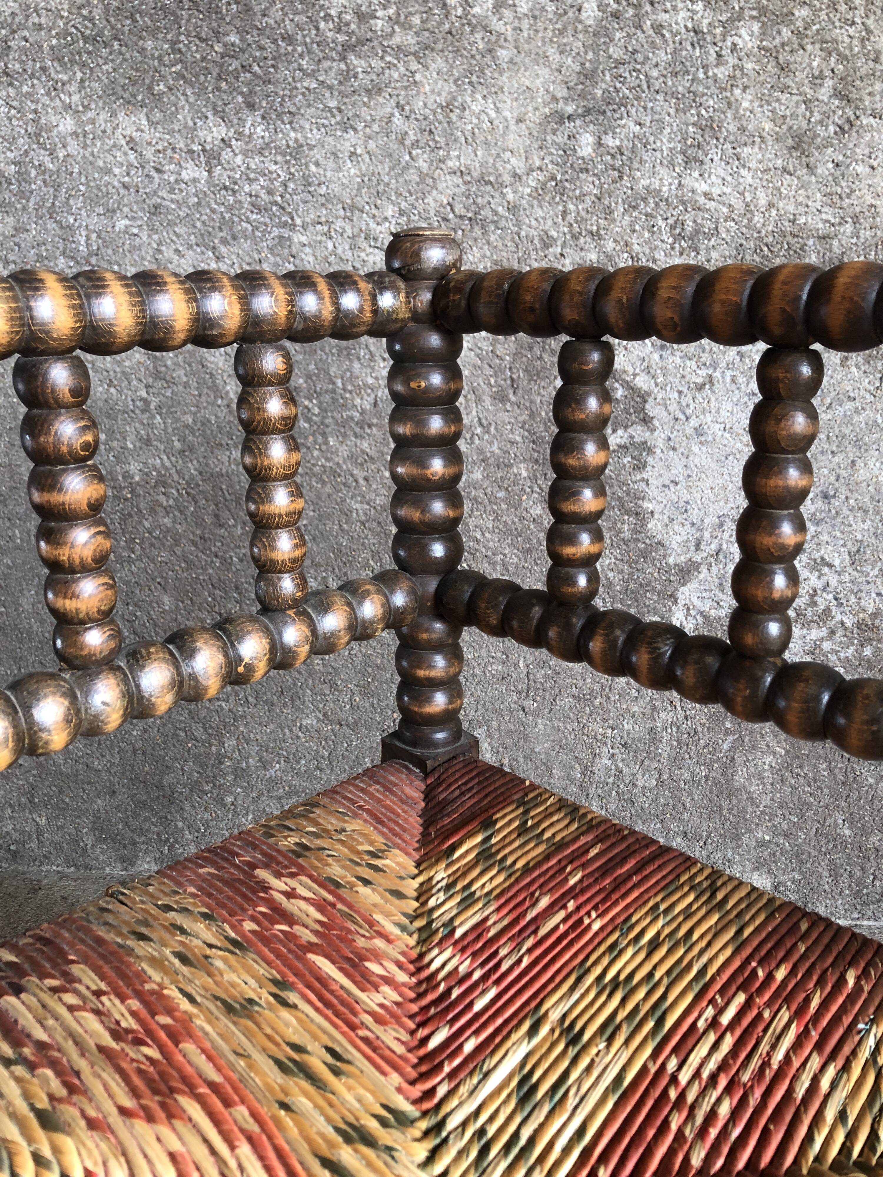 Turned wood corner chair