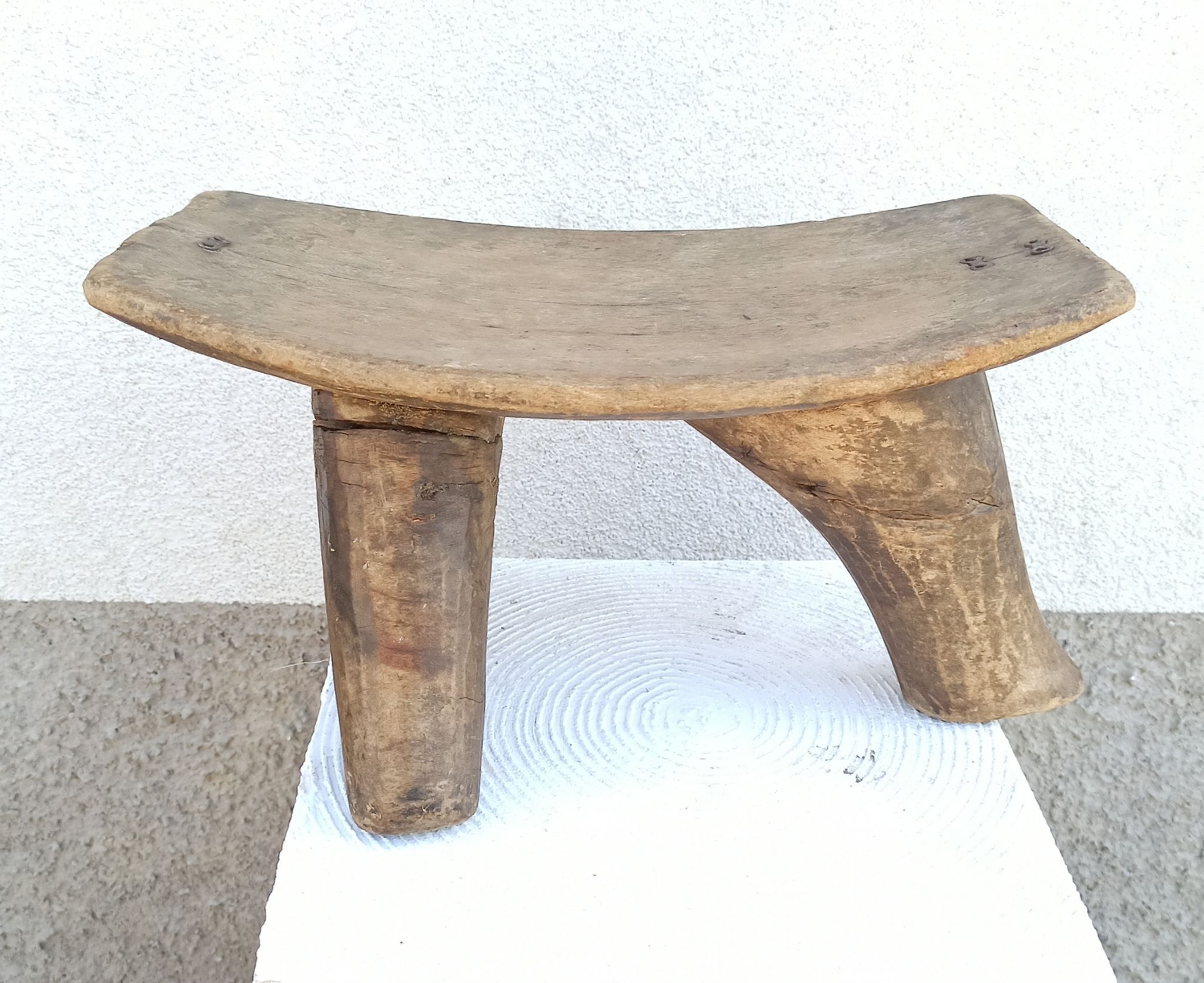 Antique wooden stool. Lobi African Art from West Africa