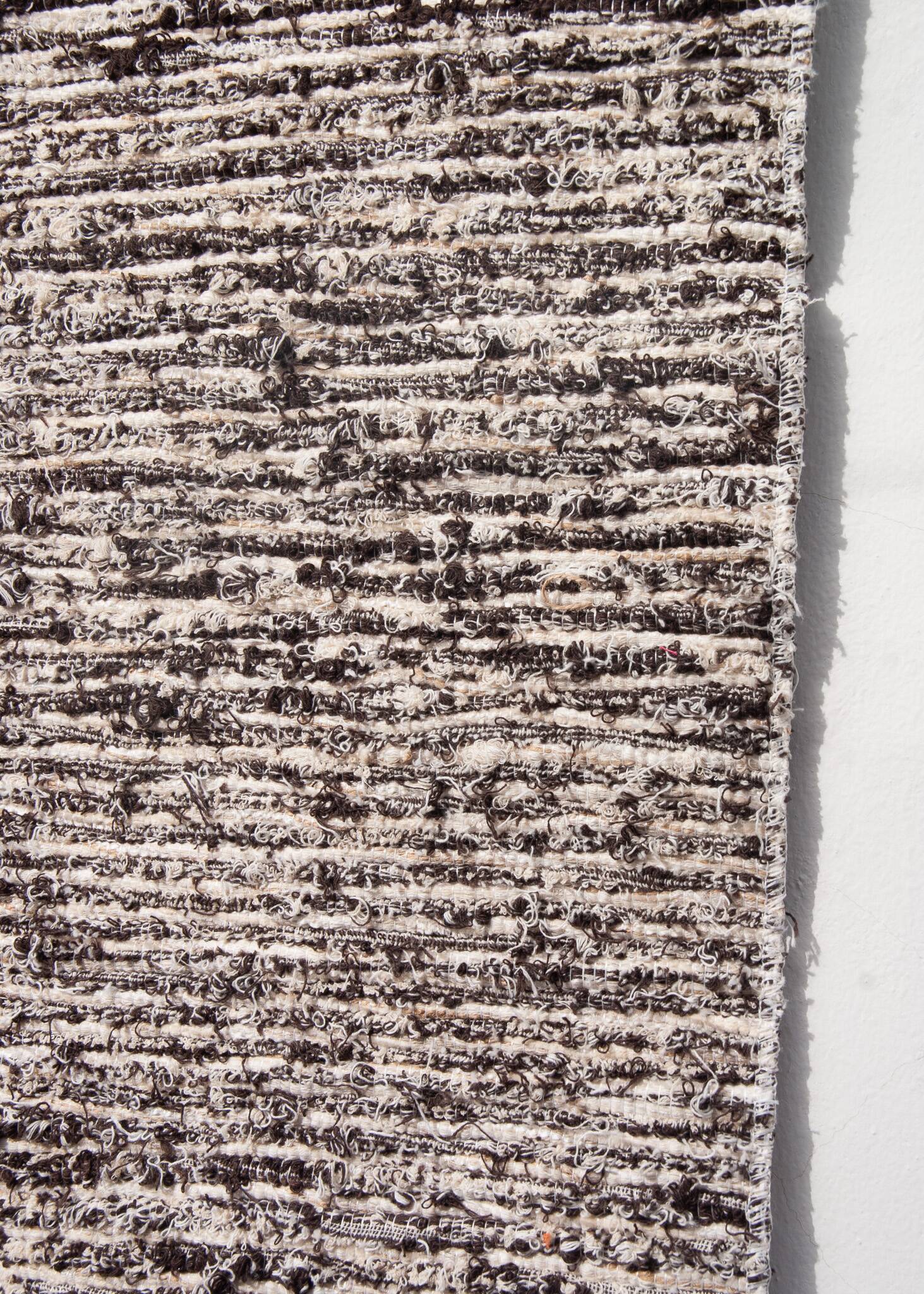 Handwoven recycled cotton rug - Dark brown and cream