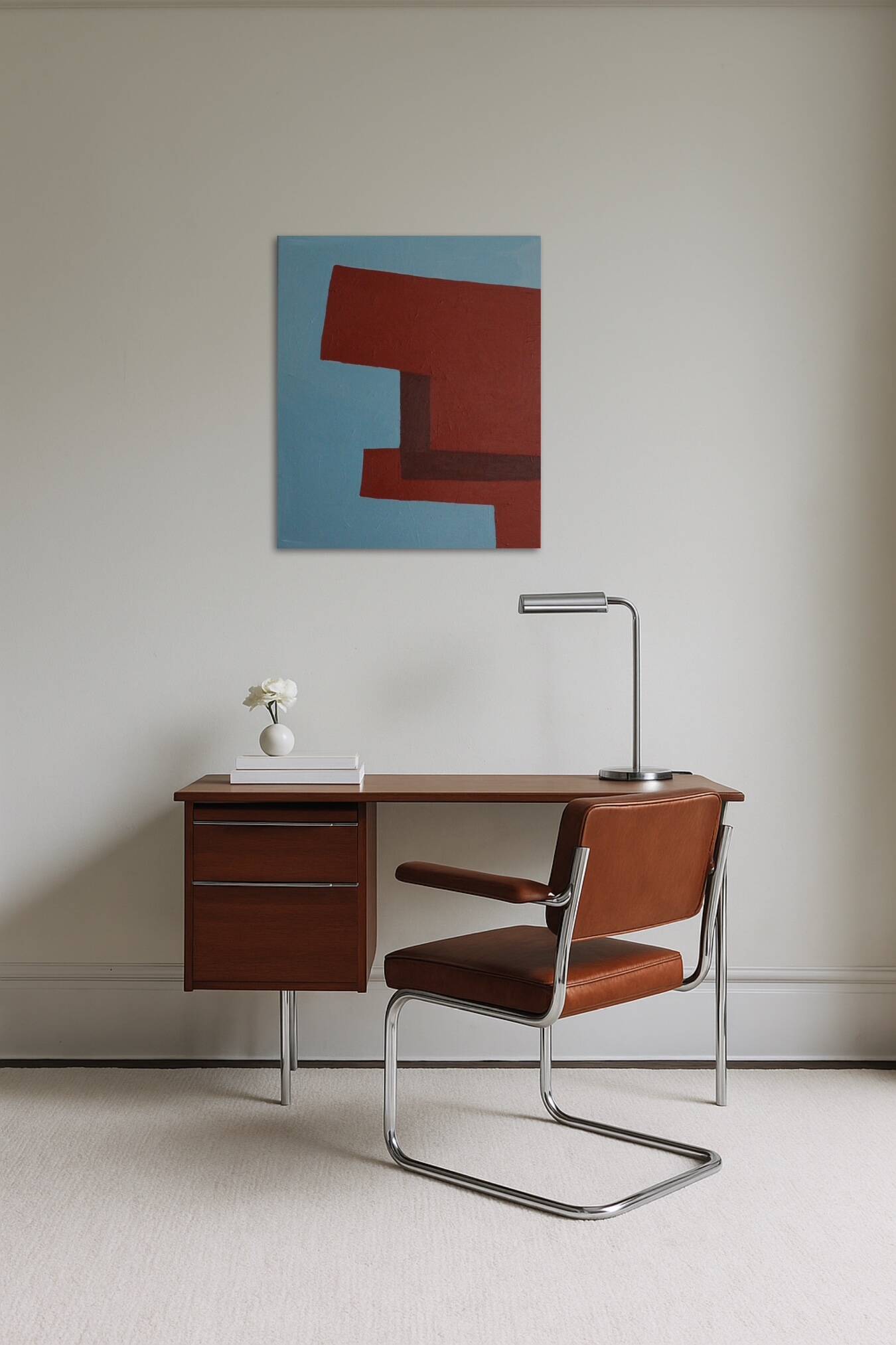 Minimalist canvas "structure in blue and red"