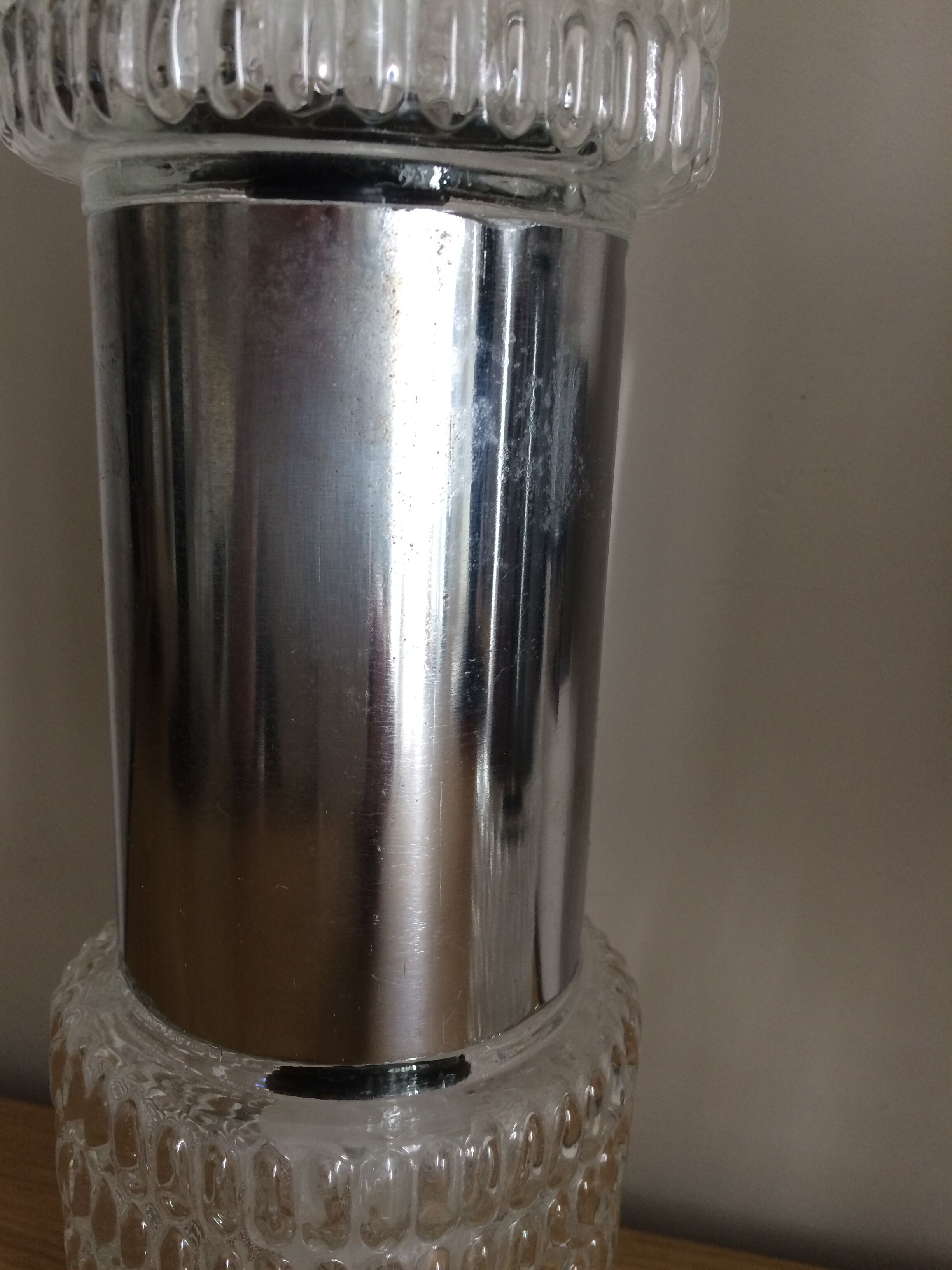 Pair of 70 years double wall light in chrome and glass