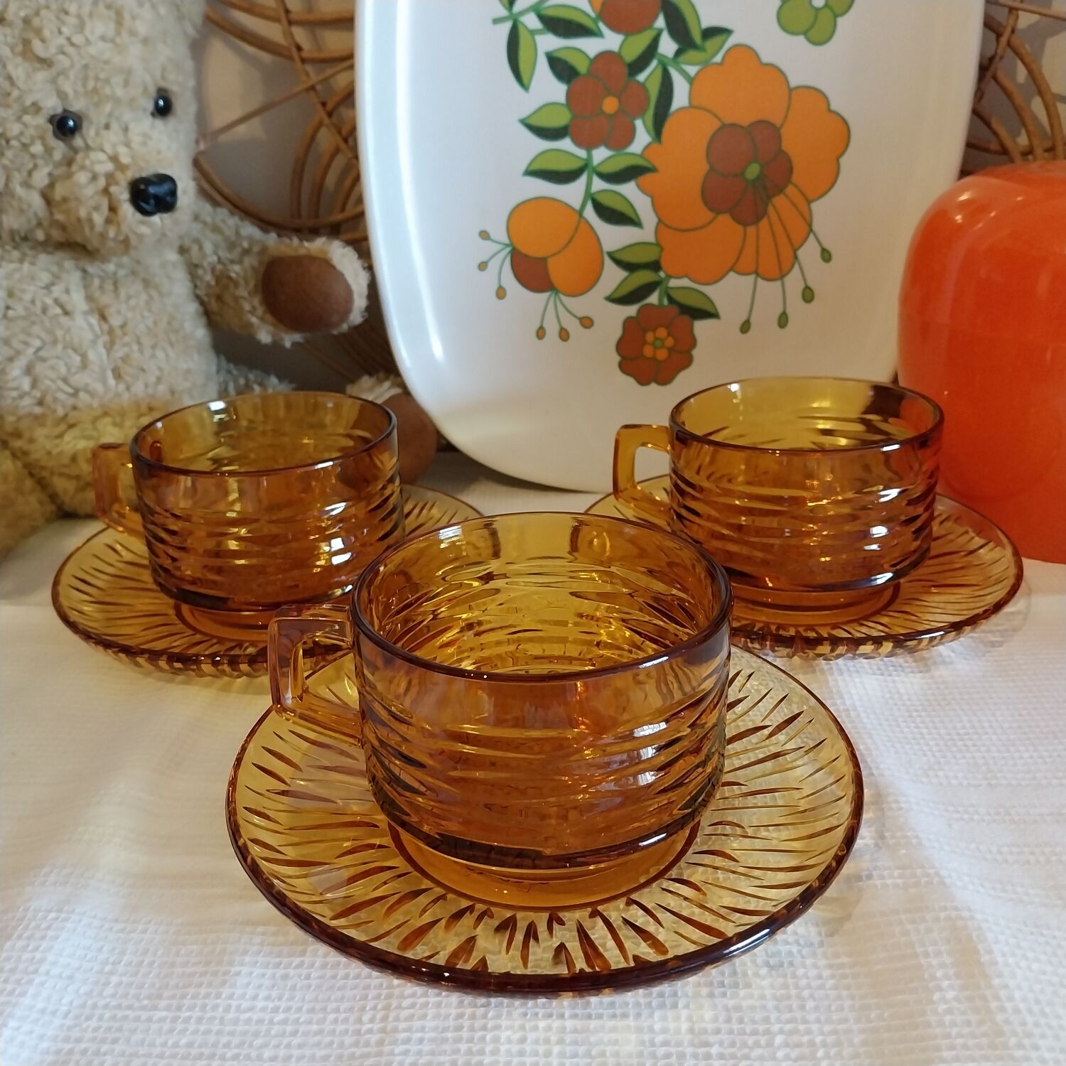 Large vintage glass cups by Vereco