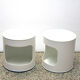 Space age white lacquered plastic and wood nightstands, 1970s, set of 2