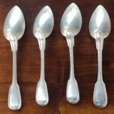 4 old large pointed spoons Christofle silver metal