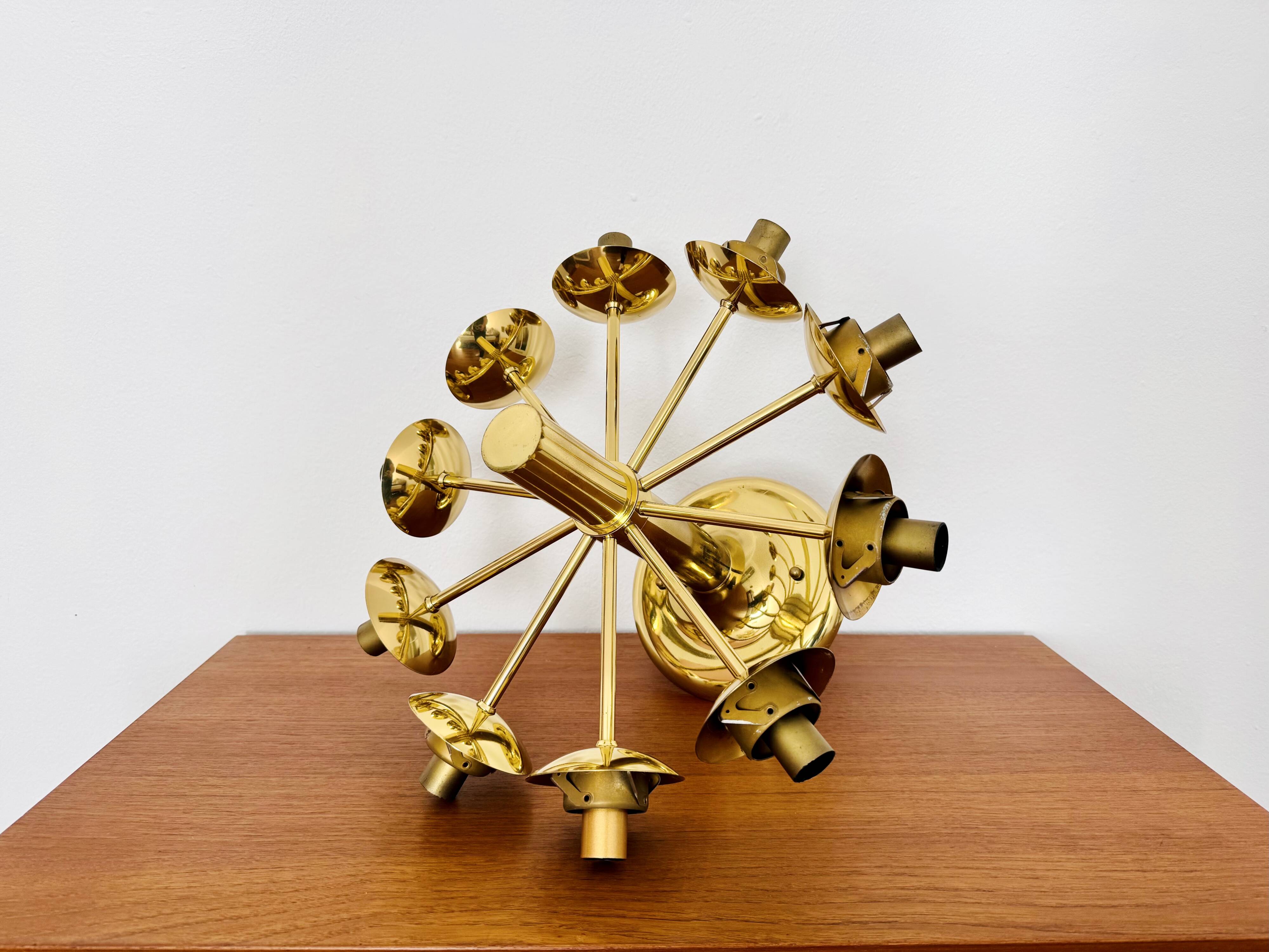 1 of 2 Brass Sputnik Flush Lamps by Kaiser Leuchten